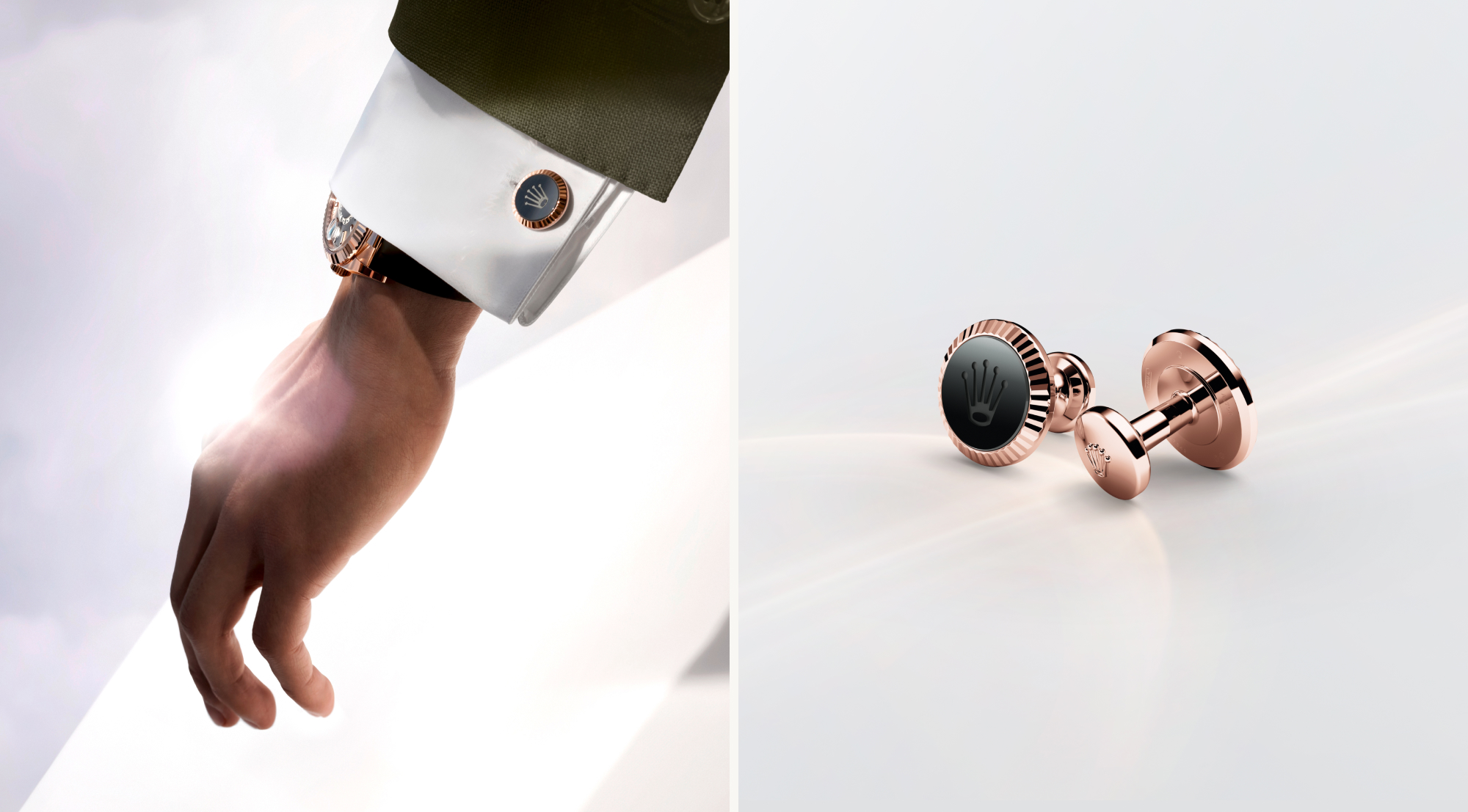 Man wearing Rolex Accessory Fluted Cufflinks